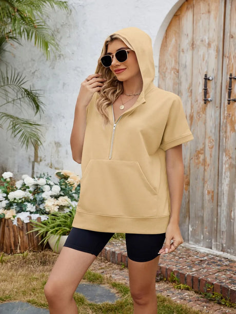 Half Zip Short Sleeve Hooded Top - V.I.P Digital Presence