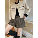 Loose A-line wide leg elastic short leather pants - V.I.P Digital Presence