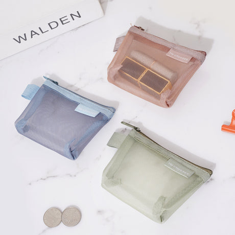 Simple three-dimensional triangle mesh coin key earphone storage bag transparent storage bag - V.I.P Digital Presence
