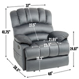 Large Manual Recliner Chair in Fabric for Living Room, Grey - V.I.P Digital Presence