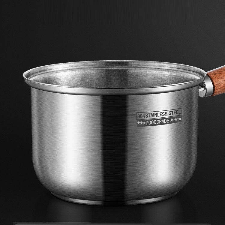 304 stainless steel milk pot, instant noodle pot, household wooden handle dormitory small soup pot, milk heating baby food pot - V.I.P Digital Presence