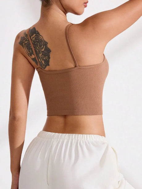 Ribbed Half Button Cropped Active Cami - V.I.P Digital Presence