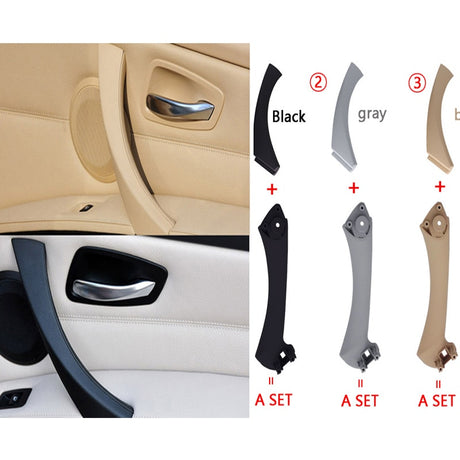 Car Inner Handle Interior Door Panel Pull Trim Cover Gray Beige Black left Right For BMW 3 series E90 E91 316 318 320 325 328 - V.I.P Digital Presence