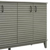 TREXM side panel with 4-door large storage buffet, adjustable shelves and metal handles (antique gray) - V.I.P Digital Presence