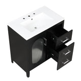 30" Bathroom Vanity with Sink, Bathroom Vanity Cabinet with Two Drawers and Door, Adjustable Shelf, Solid Wood and MDF, Black - V.I.P Digital Presence