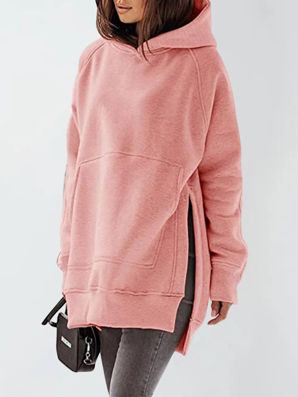 Slit Pocketed Raglan Sleeve Hoodie - V.I.P Digital Presence