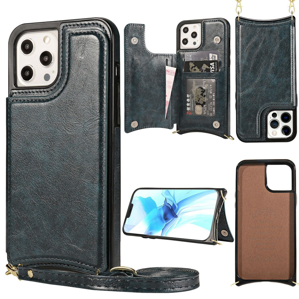 Funda de cuero para teléfono iPhone 14 Crazy Horse Funda para teléfono Apple 13 Creative max skin Funda protectora con tarjeta insertable