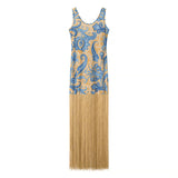 Elegant Sleeveless Printed Tassel Spliced Dress with Style - V.I.P Digital Presence