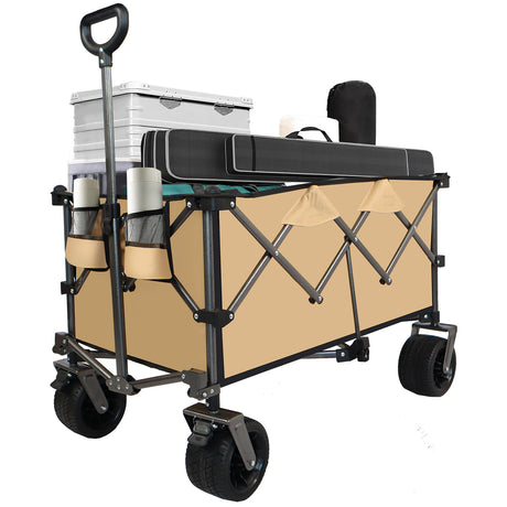 Collapsible Folding Wagon Push Pull Foldable Beach Wagon Cart - V.I.P Digital Presence