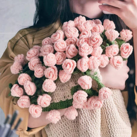 60cm New Creative Rose Bouquet Blanket (Finished), Crocheted Flower Bouquet Gift for Girlfriend - V.I.P Digital Presence