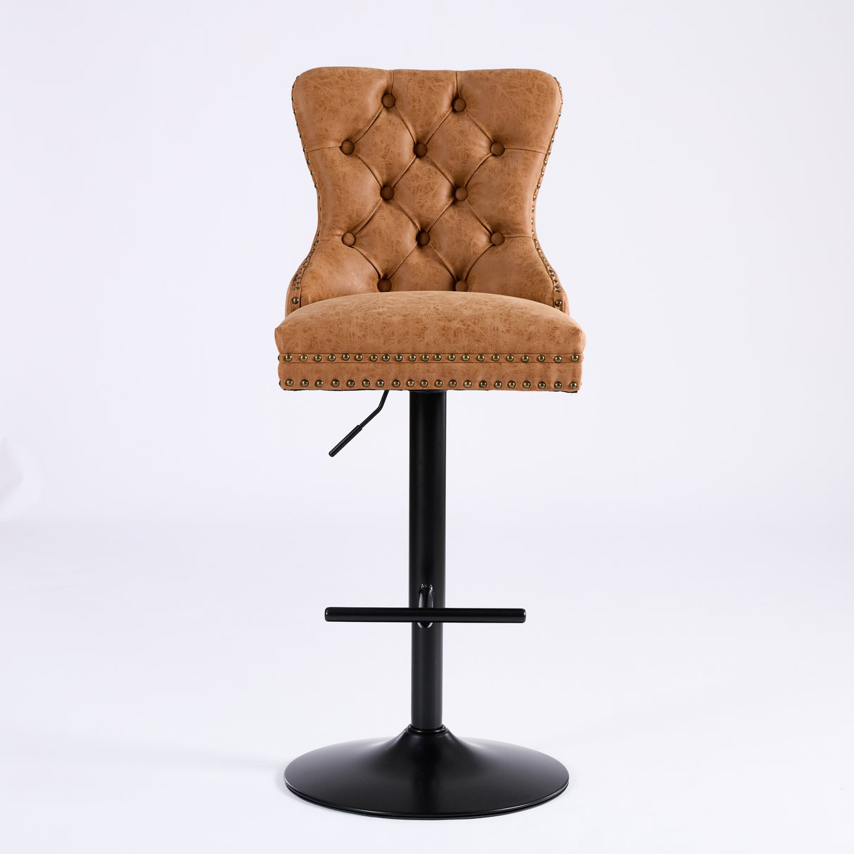 Vintage PU rotating bar stool, seat height adjustable from 25-33 inches, modern bar stool (orange, 2-piece set) - V.I.P Digital Presence