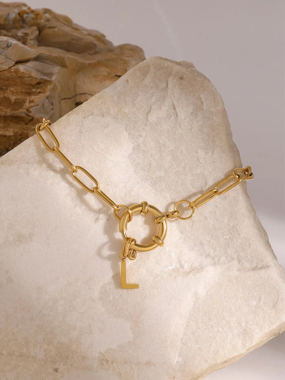 18K Gold-Plated Stainless Steel Letter L Bracelet - V.I.P Digital Presence