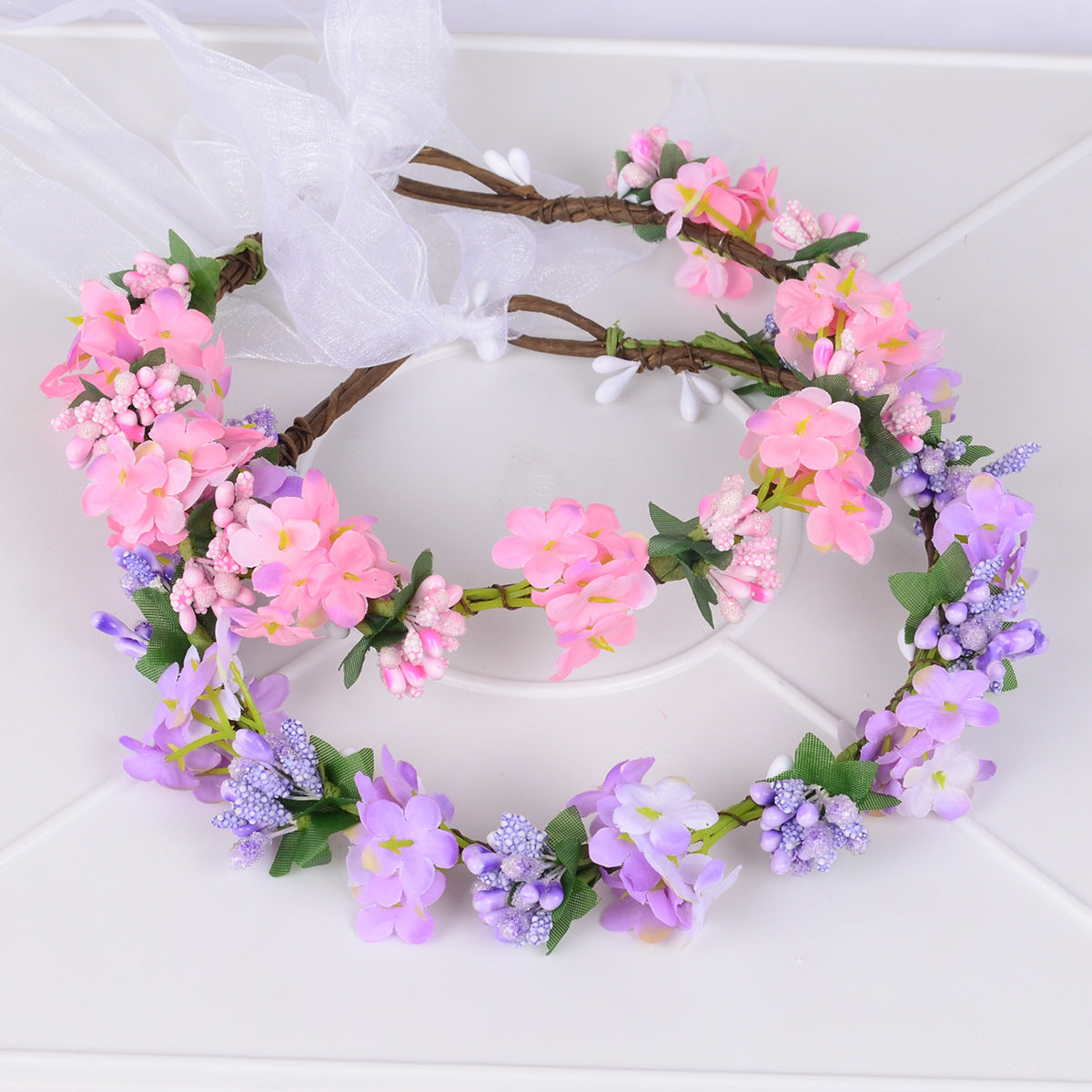 Hawaiian flower garland headband, bride's wedding headdress, bridesmaid's photo, simulated flower wreath, mini flower - V.I.P Digital Presence