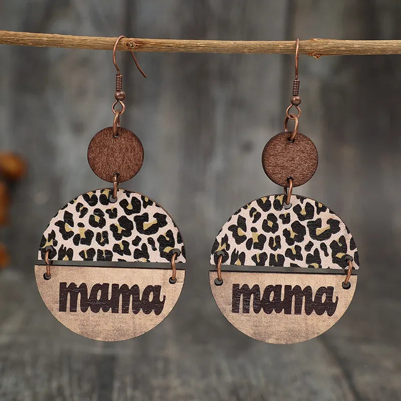 Wooden Leopard Round Shape Earrings - V.I.P Digital Presence
