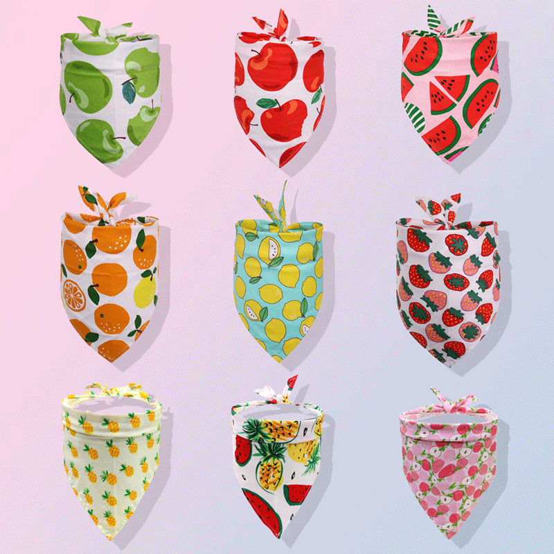 Pet Accessories Summer Pet Drool Towel Fruit Style Pet Scarf Pure Cotton Dog Triangle Scarf - V.I.P Digital Presence