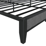 Full Size Bed Frame with Charging Station, Upholstered Headboard, Metal Platform, Grey - V.I.P Digital Presence