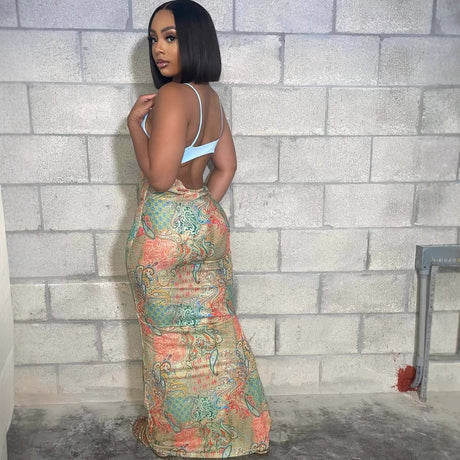 Women's Sexy Strapless Backless Halter Fitted Slant Hip Long Dress - V.I.P Digital Presence