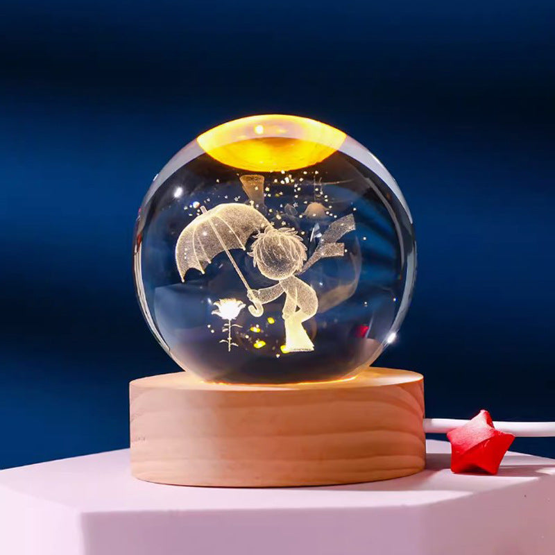 Starry Sky 3D Micro Landscape Crystal Ball Home Desktop Creative Interior Carving White Crystal Ball Ornament Craft Gift product - V.I.P Digital Presence