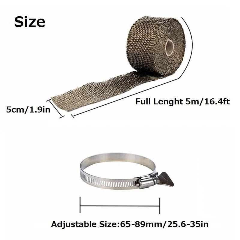 Tent Stove Fireproof Ribbon With Adjustable 2 Clamps Exhaust Insulation Wrapping Gear Stove Tube Fireproof Pipe Wrap 5m*5cm - V.I.P Digital Presence