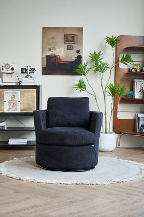 Rotating bucket chair living room comfortable circular sofa chair 360 degree rotating bucket chair armchair (black) - V.I.P Digital Presence