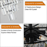 Black large crystal chandelier, modern style chandelier, dining room, living room, bedroom - V.I.P Digital Presence
