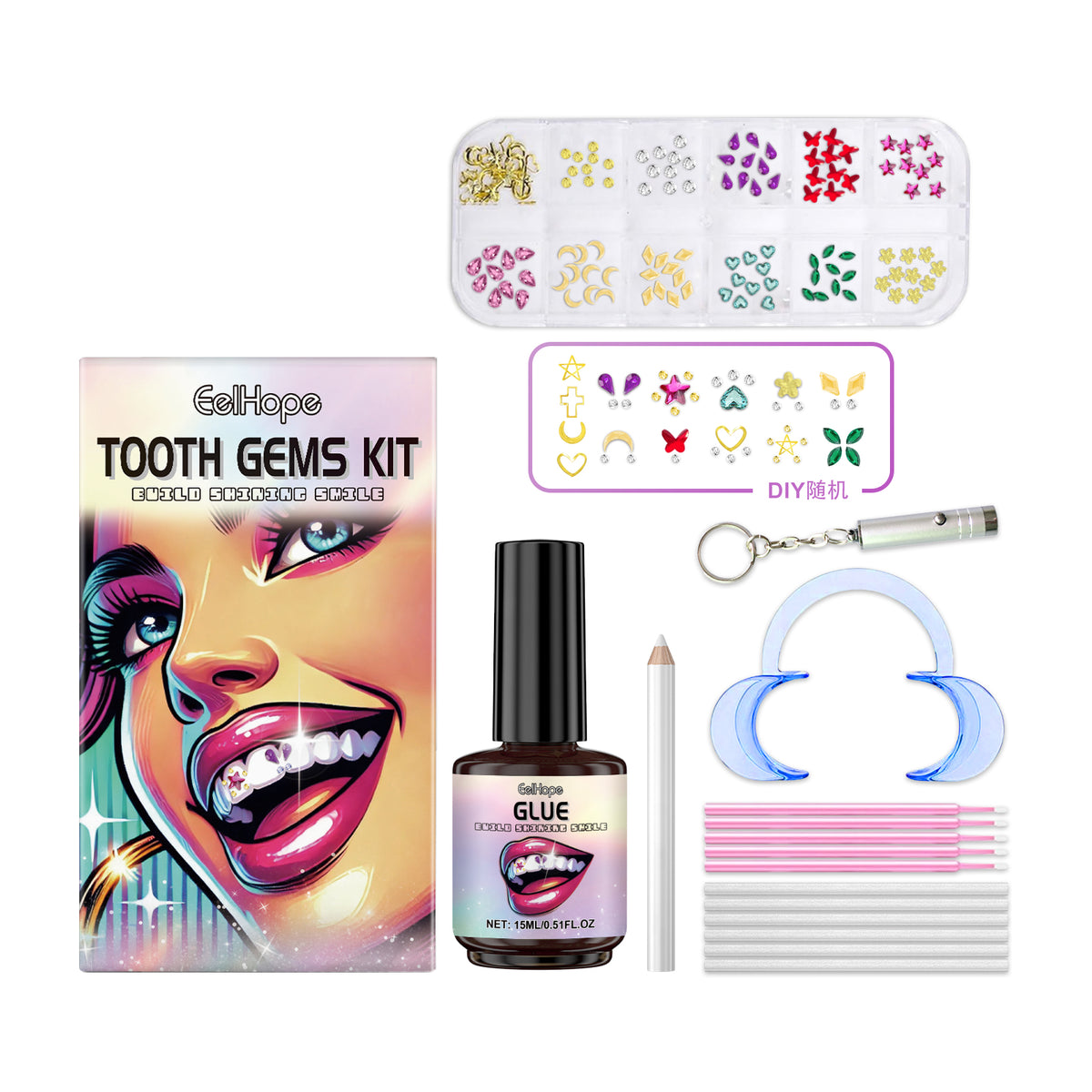 Diy Fashion Teeth Set Dental Beauty Decorative Diamond Combination Diy Shine Smile Style - V.I.P Digital Presence