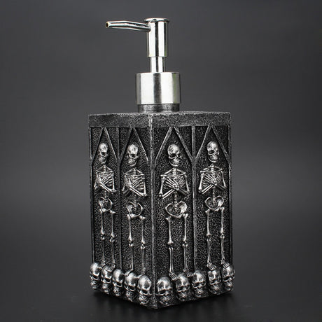 Creative home square bathroom hand sanitizer bottle decoration with a multi sided skull liquid bottle in the underground cave - V.I.P Digital Presence