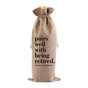 Red Wine Bag for Retirement Celebration: Party Wine Packaging Bag, Imitation Linen Drawstring Pouch, Gift Bag - V.I.P Digital Presence