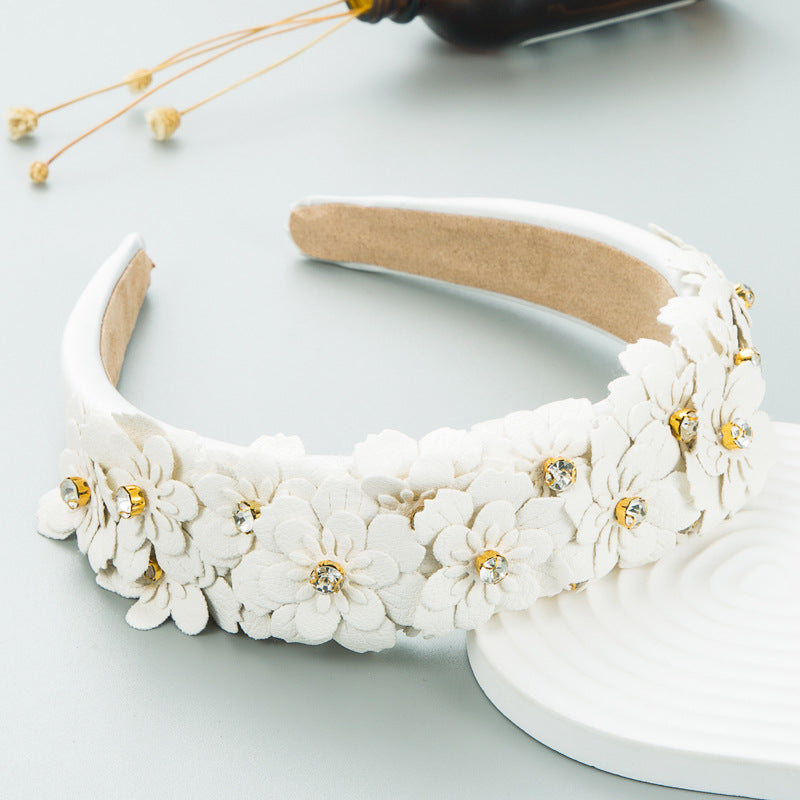 Small Fresh Colorful Flowers Headdress Glass Diamond Retro Headband Female Trendy Hair Band Hair Accessories - V.I.P Digital Presence