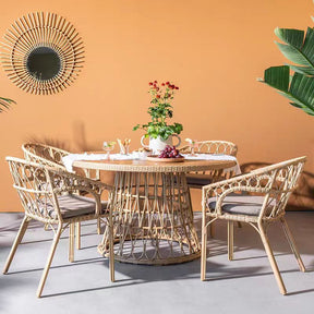 Outdoor dinner simple bamboo woven chair table legs - V.I.P Digital Presence