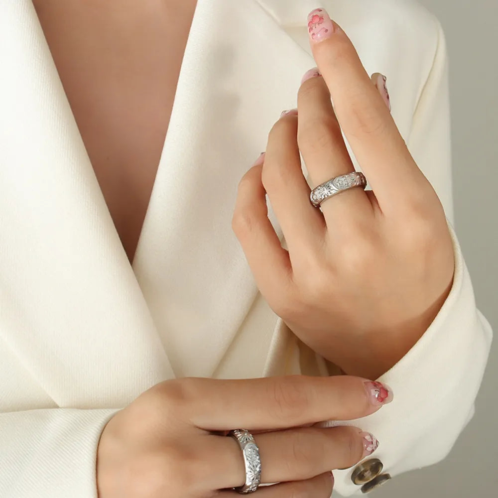 Star Moon Shaped Sparkling Zircon Design Ring Titanium Steel Handmade Jewelry for Girls - V.I.P Digital Presence