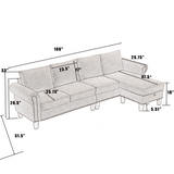 Convertible Sectional Sofa with Storage,L-shaped sofa,Four-seater sofa,Modern Linen Fabric Sectional Couches Beige - V.I.P Digital Presence