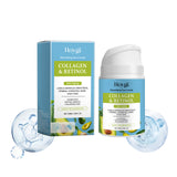 El humectante facial de colágeno hidrata y humecta la piel del rostro con una crema humectante suave que reduce las líneas finas.