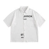 Alphabet Print Short Sleeve Shirt Workwear Japanese Style Loose Casual Design Summer Collar Shirt Men's Trendy - V.I.P Digital Presence