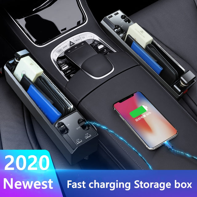 Fast Charging Car Seat Crevice Storage Box Seat Gap Slit Pocket Catcher Organizer Universal Car Seat Organizer Card Phone Holder - V.I.P Digital Presence