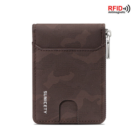 RFID Zipper Large Capacity Certificate Credit Multi Card Man's Organ Card Case PU Camouflage Wallet - V.I.P Digital Presence