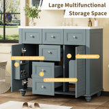 36 "bathroom makeup cabinet with resin sink combination and 2 drawers, with soft closing door, blue color - V.I.P Digital Presence