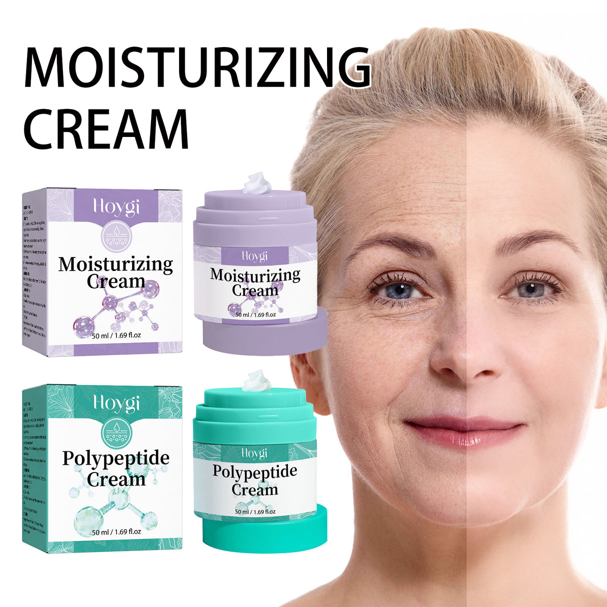 Crema hidratante para el cuidado de la piel que reduce manchas oscuras y líneas finas. Crema antiarrugas hidratante, blanqueadora, reafirmante y regeneradora.