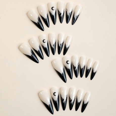 Milky white powder gradient long drop-shaped manicure, high-end fake nail patch wearable nail patch - V.I.P Digital Presence