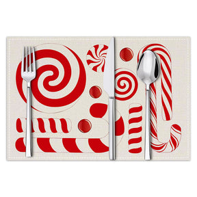 Christmas meal mat linen candy letter printed table mat living room dining table decoration insulation mat - V.I.P Digital Presence