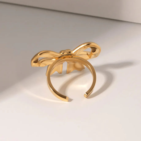 18K Gold-Plated Stainless Steel Bow Ring - V.I.P Digital Presence