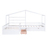 Twin Size House Platform Bed with Three Storage Drawers White