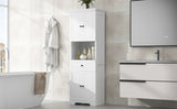 Tall Bathroom Cabinet with Four Doors, Large Storage Space Open Shelve, Upper Storage Cabinet, Whit - V.I.P Digital Presence