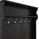 Hall tree with roof rack and storage platform, corridor shoe cabinet with sliding door, clothes hanger with 5 hooks black - V.I.P Digital Presence