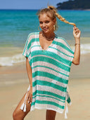 Tassel Openwork Striped V-Neck Cover Up - V.I.P Digital Presence