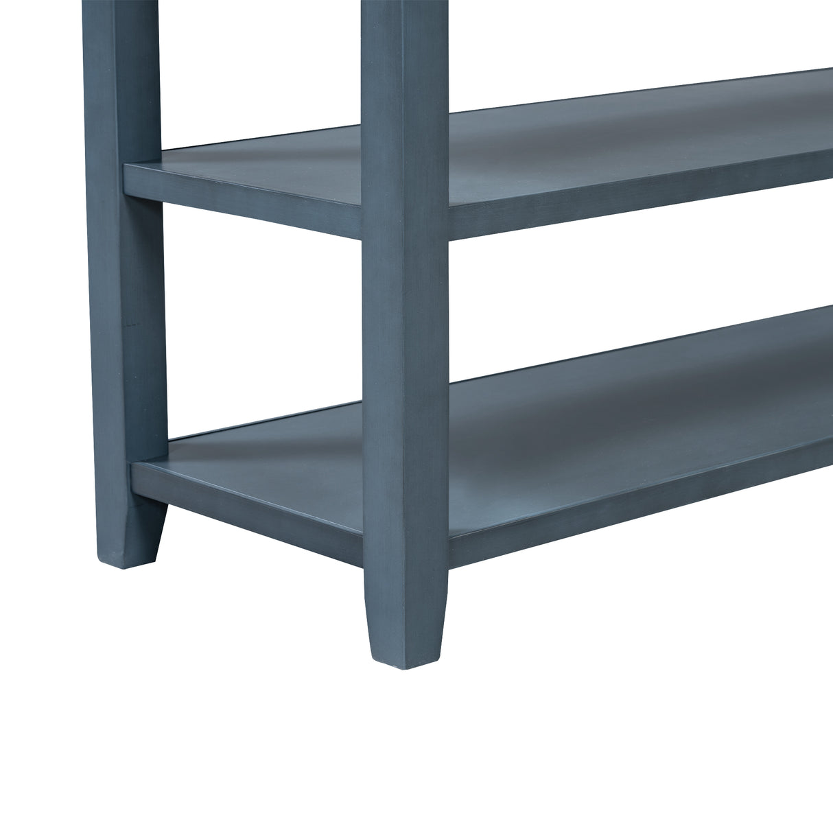 Retro Design Console Table with Two Open Shelves, Pine Solid Wood Frame and Legs for Living Room (Antique Navy+Espresso) - V.I.P Digital Presence