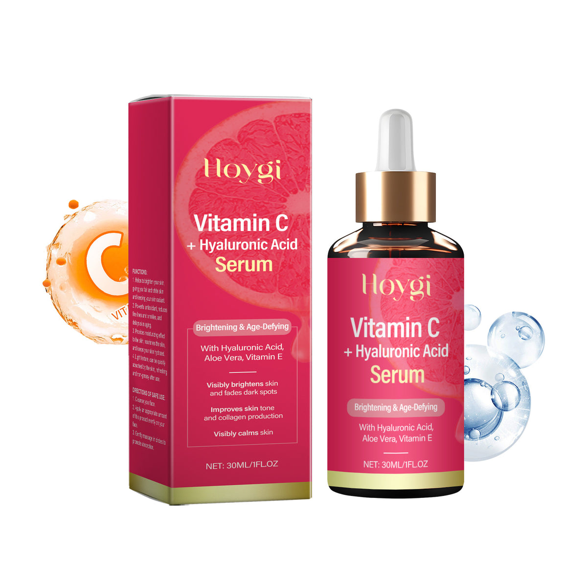Esencia de vitamina C, hidratante e iluminadora, translúcida, reparadora e hidratante, refrescante y no pegajosa.