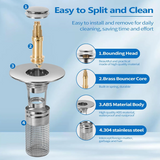 Bathroom Sink Drain Strainer for 1.1-1.29 Inch, Pop Up Bathroom Sink Stopper Hair Catcher with Stainless Steel Filter Basket, for US Bathroom Sink Drain Stopper Basin Drain Filter Replacement-1pcs - V.I.P Digital Presence