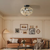 Beaded Fan lamp Wood Beaded Chandelier Oak White - V.I.P Digital Presence