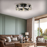 Flush Mount Ceiling Fans with Lights and Remote Control green Caged Low Profile Ceiling Fan Modern Metal Ceiling fanfor - V.I.P Digital Presence